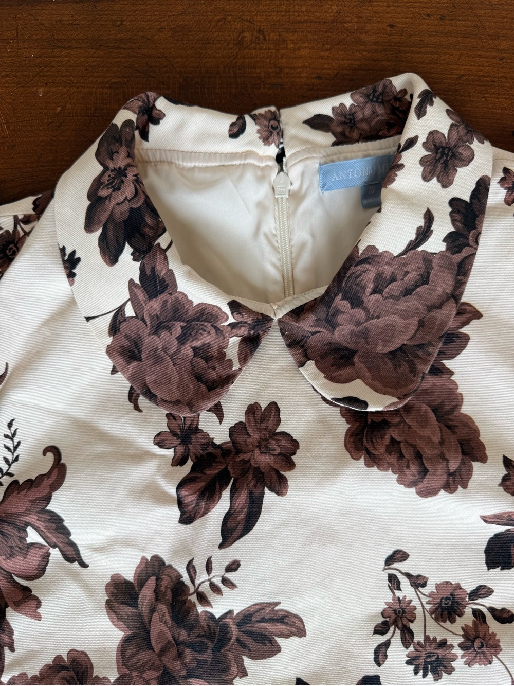 ANTONIO MELANI Cream Floral Sleeveless Top with Brown Print - Picture 4 of 6